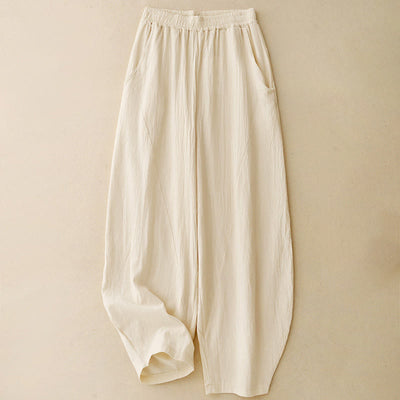 Buddha Stones Fall Solid Color Patchwork Simple Design Women's Wide Leg Pants With Pockets - image 0