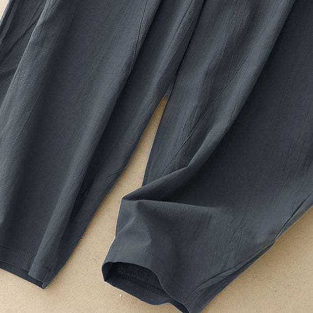 Buddha Stones Fall Solid Color Patchwork Simple Design Women's Wide Leg Pants With Pockets - image 12