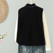 Buddha Stones White Flower Embroidery Pattern Women's Sleeveless Vest Waistcoat - image 1