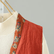 Buddha Stones Flower Pattern V-Neck Frog-Button Women's Sleeveless Vest Waistcoat - image 6