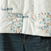 Buddha Stones Women's Blue Flower Frog-Button Design Long Sleeve Thermal Jacket - image 8