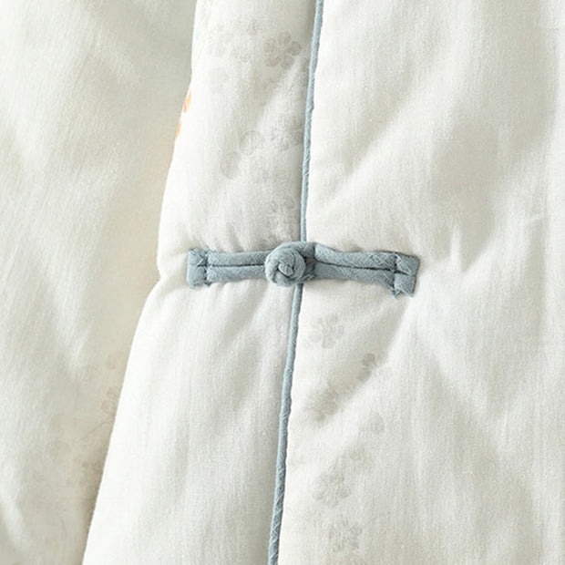 Buddha Stones Women's Blue Flower Frog-Button Design Long Sleeve Thermal Jacket - image 7