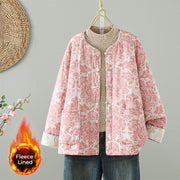 Buddha Stones Women's Peony Flowers Frog-Button Design Long Sleeve Thermal Jacket With Pockets - Salmon - US8-10，UK/AU12-14，EU40-42 (2XL) - image 0