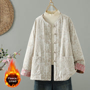 Buddha Stones Women's Peony Flowers Frog-Button Design Long Sleeve Thermal Jacket With Pockets - Seashell - US8-10，UK/AU12-14，EU40-42 (2XL) - image 11