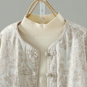 Buddha Stones Women's Peony Flowers Frog-Button Design Long Sleeve Thermal Jacket With Pockets - image 13