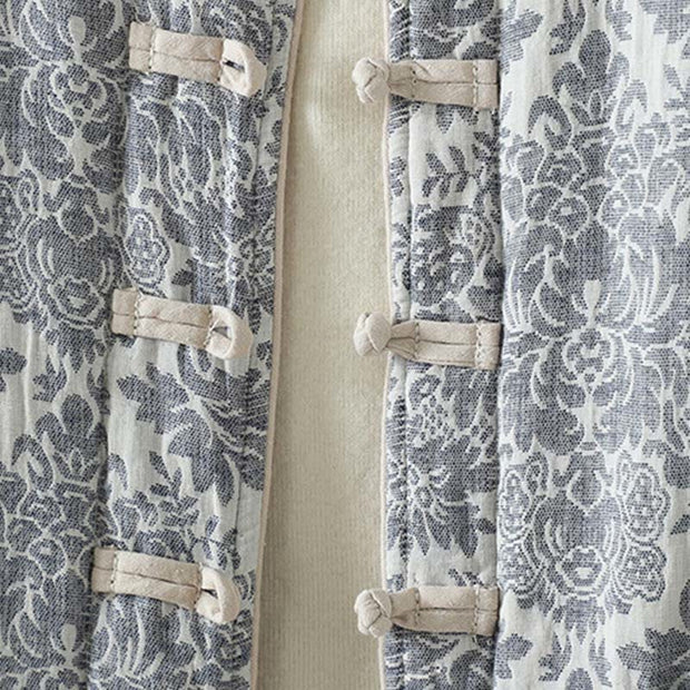 Buddha Stones Women's Peony Flowers Frog-Button Design Long Sleeve Thermal Jacket With Pockets - image 24