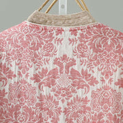 Buddha Stones Women's Peony Flowers Frog-Button Design Long Sleeve Thermal Jacket With Pockets - image 5