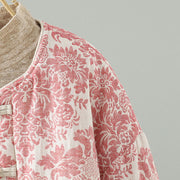 Buddha Stones Women's Peony Flowers Frog-Button Design Long Sleeve Thermal Jacket With Pockets - image 4