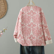 Buddha Stones Women's Peony Flowers Frog-Button Design Long Sleeve Thermal Jacket With Pockets - image 2