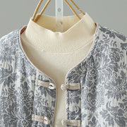 Buddha Stones Women's Peony Flowers Frog-Button Design Long Sleeve Thermal Jacket With Pockets - image 23