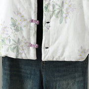 Buddha Stones Women's Purple Flower Leaves Frog-Button Design Long Sleeve Thermal Jacket - image 5