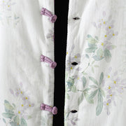 Buddha Stones Women's Purple Flower Leaves Frog-Button Design Long Sleeve Thermal Jacket - image 6