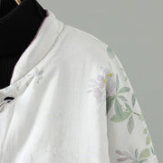 Buddha Stones Women's Purple Flower Leaves Frog-Button Design Long Sleeve Thermal Jacket - image 4