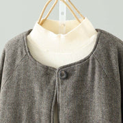 Buddha Stones Women's Brown Buttons Design Long Sleeve Thermal Jacket With Pockets - image 2