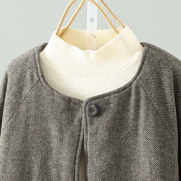 Buddha Stones Women's Brown Buttons Design Long Sleeve Thermal Jacket With Pockets - image 2