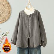 Buddha Stones Women's Brown Buttons Design Long Sleeve Thermal Jacket With Pockets - Tan - US12，UK/AU16，EU44 (2XL) - image 0