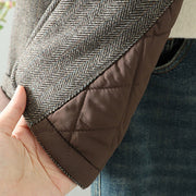 Buddha Stones Women's Brown Buttons Design Long Sleeve Thermal Jacket With Pockets - image 10