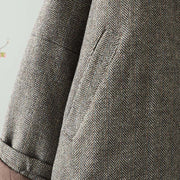 Buddha Stones Women's Brown Buttons Design Long Sleeve Thermal Jacket With Pockets - image 5