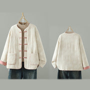 Buddha Stones Women's Beige Frog-Button Long Sleeve Thermal Jacket With Pockets - image 11