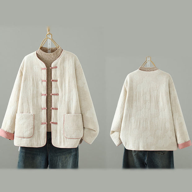 Buddha Stones Women's Beige Frog-Button Long Sleeve Thermal Jacket With Pockets - image 11