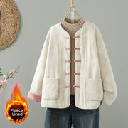 Buddha Stones Women's Beige Frog-Button Long Sleeve Thermal Jacket With Pockets - Snow - US8-10，UK/AU12-14，EU40-42 (2XL) - image 0