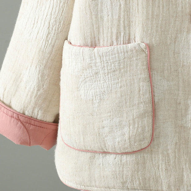 Buddha Stones Women's Beige Frog-Button Long Sleeve Thermal Jacket With Pockets - image 5