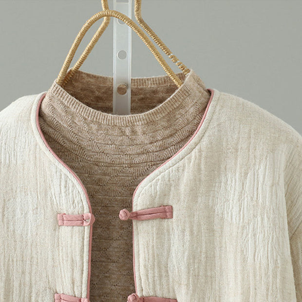 Buddha Stones Women's Beige Frog-Button Long Sleeve Thermal Jacket With Pockets - image 2