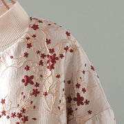 Buddha Stones Red Flowers Vine Buttons Design Long Sleeve Thermal Women's Jacket With Pockets - image 4