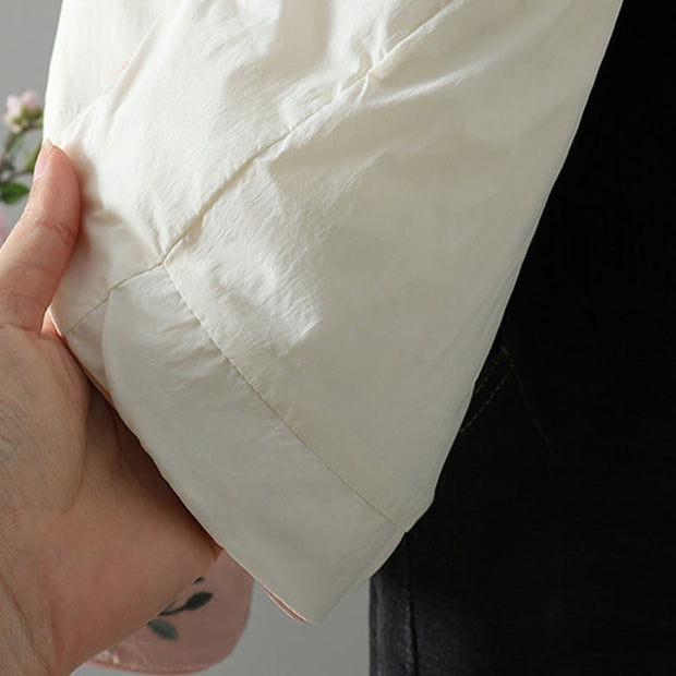 Buddha Stones Peach Blossom Embroidery Frog-Button Long Sleeve Thermal Women's Jacket With Pockets - image 21