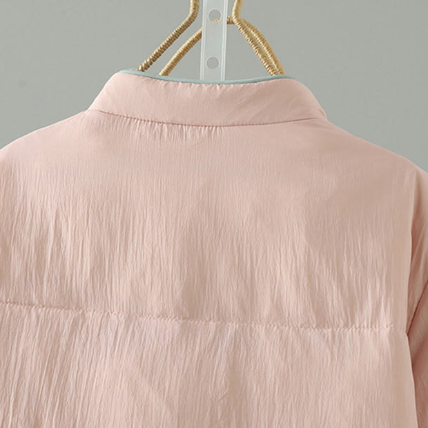 Buddha Stones Peach Blossom Embroidery Frog-Button Long Sleeve Thermal Women's Jacket With Pockets - image 4