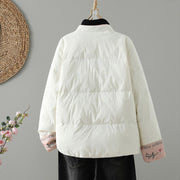 Buddha Stones Peach Blossom Embroidery Frog-Button Long Sleeve Thermal Women's Jacket With Pockets - image 16