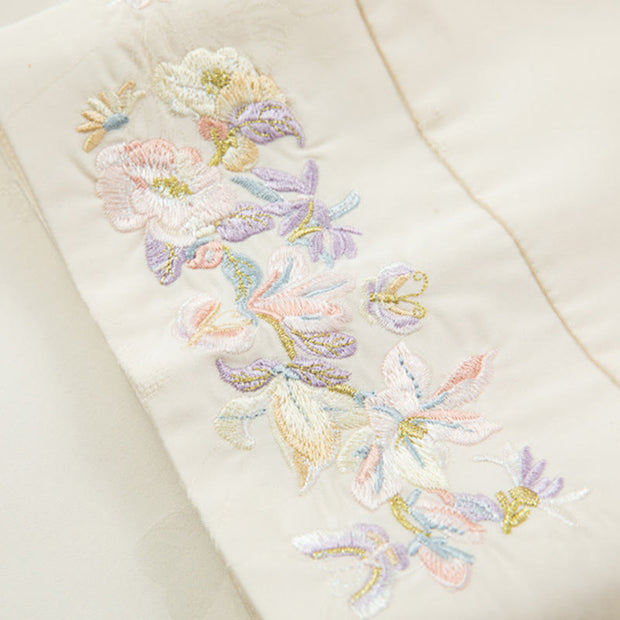 Buddha Stones Fall Flower Embroidery Frog-Button Design Long Sleeve Women's Jacket - image 11