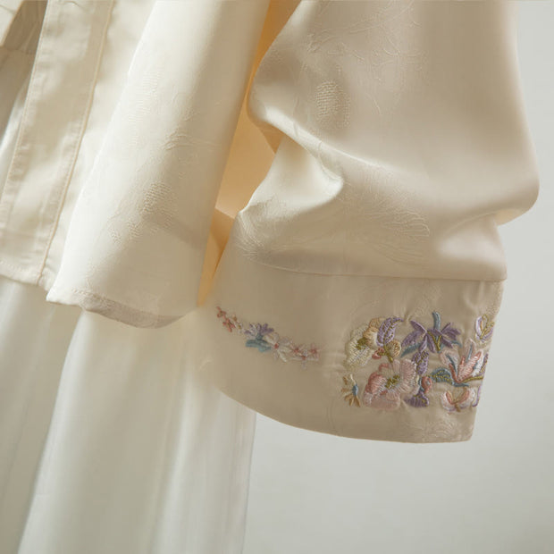 Buddha Stones Fall Flower Embroidery Frog-Button Design Long Sleeve Women's Jacket - image 8