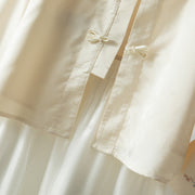 Buddha Stones Fall Flower Embroidery Frog-Button Design Long Sleeve Women's Jacket - image 6