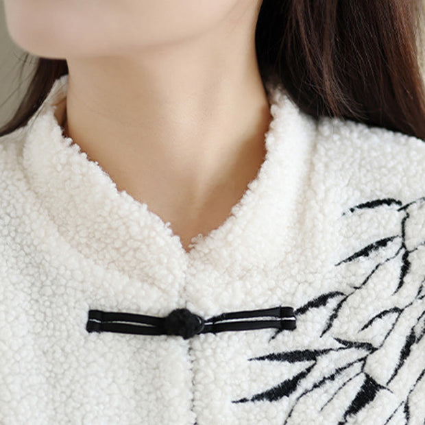 Buddha Stones White Willow Leaves Frog-Button Long Sleeve Thermal Women's Jacket - image 7