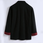 Buddha Stones Spring Chinese Reversible Men's Frog-Button Cotton Long Sleeve Jacket - image 4