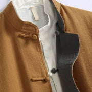 Buddha Stones Spring Chinese Reversible Men's Frog-Button Cotton Long Sleeve Jacket - image 2