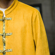 Buddha Stones Fall Waves Frog-Button Long Sleeve Men's Suede Cotton Jacket With Pockets - image 11