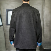 Buddha Stones Fall Waves Frog-Button Long Sleeve Men's Suede Cotton Jacket With Pockets - image 18