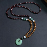 Buddha Stones Wenge Wood Peace Buckle Balance Tranquility Pendant Necklace - image 1