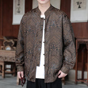 Buddha Stones Fall Flower Leaves Jacquard Frog-Button Long Sleeve Men's Jacket With Pockets - image 8