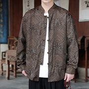 Buddha Stones Fall Flower Leaves Jacquard Frog-Button Long Sleeve Men's Jacket With Pockets - image 2
