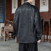 Buddha Stones Fall Flower Leaves Jacquard Frog-Button Long Sleeve Men's Jacket With Pockets - image 16