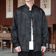 Buddha Stones Fall Flower Leaves Jacquard Frog-Button Long Sleeve Men's Jacket With Pockets - image 14