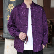 Buddha Stones Fall Flower Leaves Jacquard Frog-Button Long Sleeve Men's Jacket With Pockets - image 24