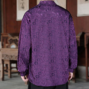 Buddha Stones Fall Flower Leaves Jacquard Frog-Button Long Sleeve Men's Jacket With Pockets - image 21