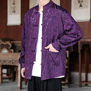 Buddha Stones Fall Flower Leaves Jacquard Frog-Button Long Sleeve Men's Jacket With Pockets - image 26
