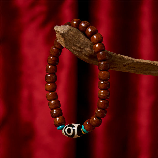 FREE Today: Luck Happiness Bone Beads Vajra Three-eyed Dzi Bead Bracelet - Bone Beads & Three-eyed Dzi Bead(Wrist Circumference: 15cm-16cm) - image 7