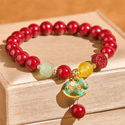 FREE Today: Calm Confidence Year Of The Horse Natural Cinnabar Red Agate Bracelet - Cinnabar & Green Horse(Wrist Circumference 14-17cm) - image 0