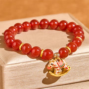 FREE Today: Calm Confidence Year Of The Horse Natural Cinnabar Red Agate Bracelet - Red Agate & Pink Horse(Wrist Circumference 14-17cm) - image 7